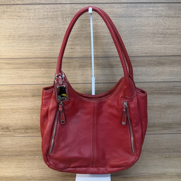 Tignanello Handbags - Vintage Tignanello Bright Cherry Red Pebbled Leather Shoulder Bag Purse Hobo